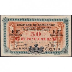 Toulon - Pirot 121-28 - 50 centimes - 5e émission - Série R 502 - 03/03/1919 - Etat : SUP+