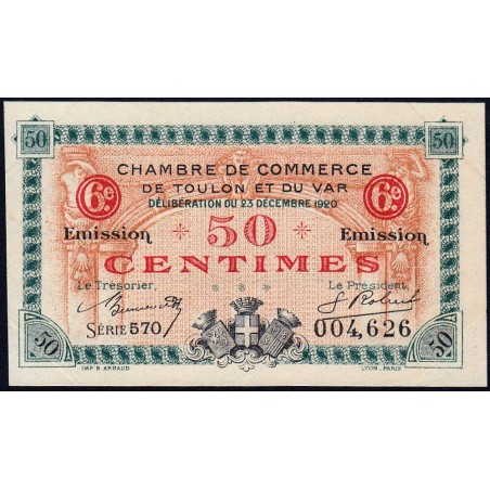 Toulon - Pirot 121-30 - 50 centimes - 6e émission - Série 570 - 23/12/1920 - Etat : SUP+