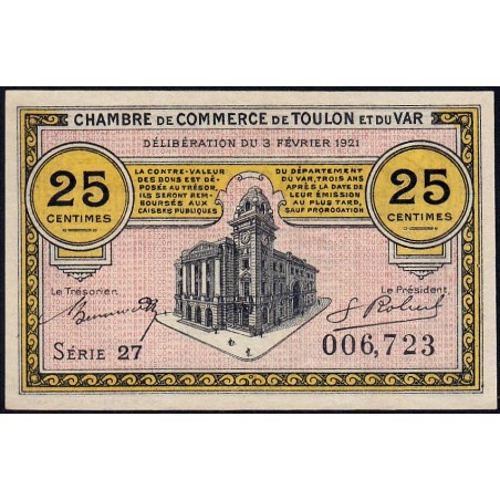 Toulon - Pirot 121-32 - 25 centimes - Série 27 - 03/02/1921 - Etat : NEUF