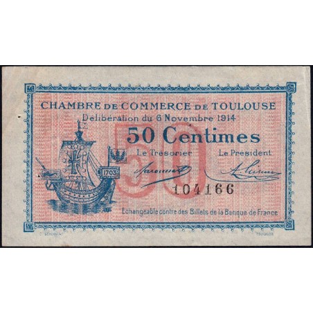 Toulouse - Pirot 122-1 - 50 centimes - Sans série - 06/11/1914 - Etat : TTB+