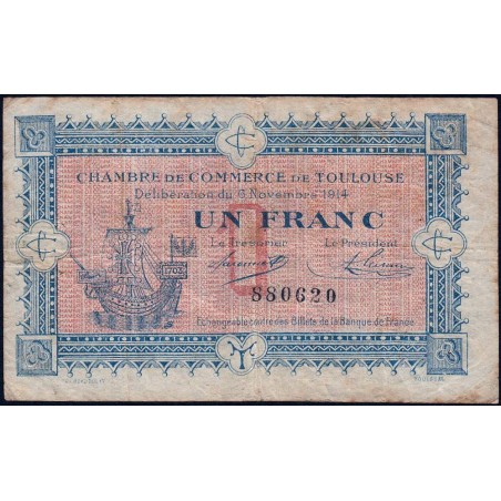 Toulouse - Pirot 122-6 - 1 franc - Sans série - 06/11/1914 - Etat : B+