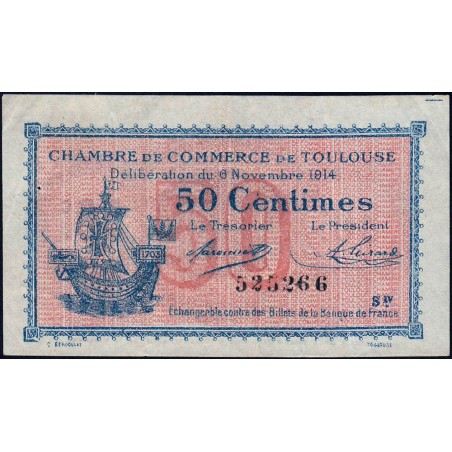 Toulouse - Pirot 122-8 - 50 centimes - Série IV - 06/11/1914 - Etat : TB+