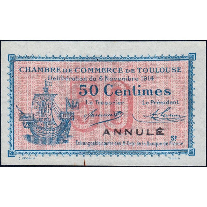 Toulouse - Pirot 122-9 - 50 centimes - Série 2 - 06/11/1914 - Annulé - Etat : SUP+
