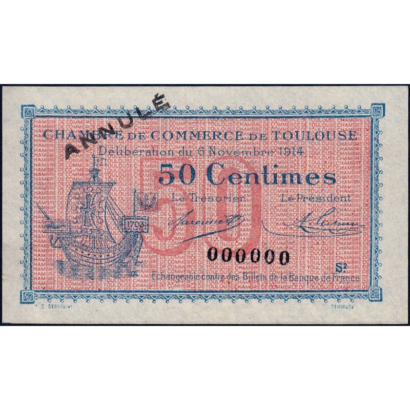 Toulouse - Pirot 122-10 - 50 centimes - Série 2 - 06/11/1914 - Annulé - Etat : SPL