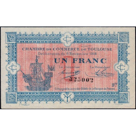 Toulouse - Pirot 122-14 variété - 1 franc - Série IV - 06/11/1914 - Etat : SUP