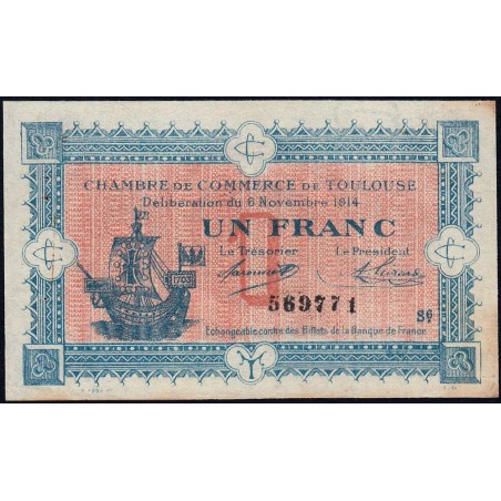 Toulouse - Pirot 122-20 variété - 1 franc - Série 6 - 06/11/1914 - Etat : SUP