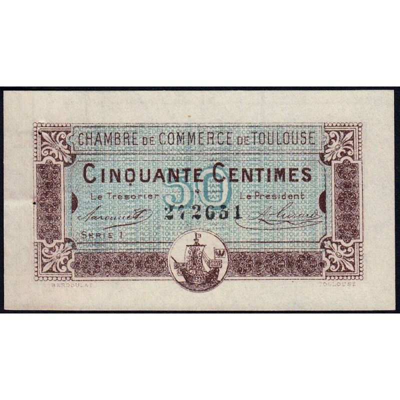 Toulouse - Pirot 122-22 variété - 50 centimes - Série 1 - 20/06/1917 - Etat : SUP+