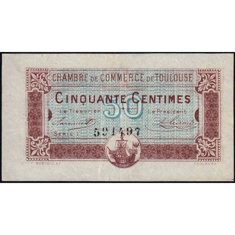 Toulouse - Pirot 122-22 - 50 centimes - Série 1 - 20/06/1917 - Etat : TTB+