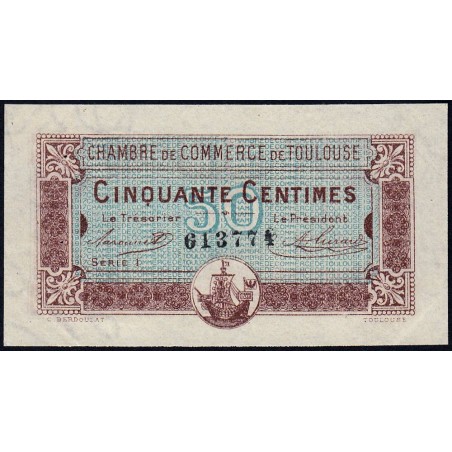 Toulouse - Pirot 122-22 variété - 50 centimes - Série 1 - 20/06/1917 - Etat : SUP