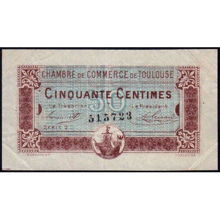 Toulouse - Pirot 122-22 variété - 50 centimes - Série 2 - 20/06/1917 - Etat : TTB