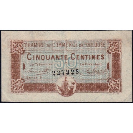 Toulouse - Pirot 122-22 variété - 50 centimes - Série 3 - 20/06/1917 - Etat : TTB+