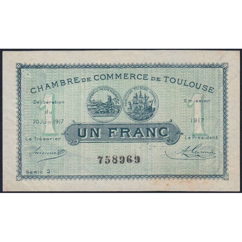 Toulouse - Pirot 122-27 variété - 1 franc - Série 2 - 20/06/1917 - Etat : TTB+