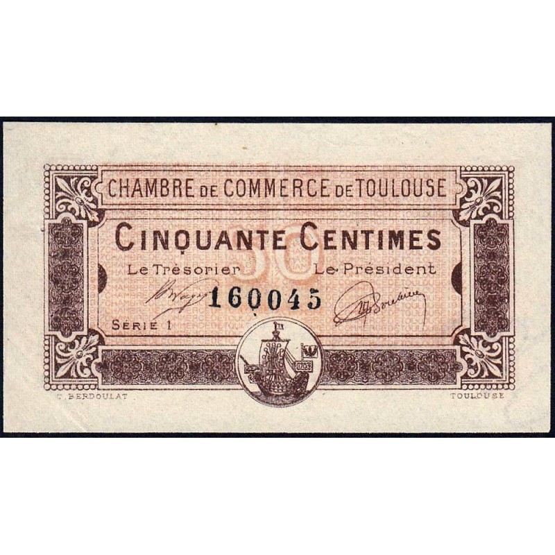 Toulouse - Pirot 122-34 variété - 50 centimes - Série 1 - 19/11/1919 - Etat : SUP+