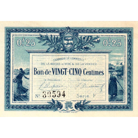 La Roche-sur-Yon (Vendée) - Pirot 65-26 - 25 centimes - Série F - 1916 - Etat : SPL+