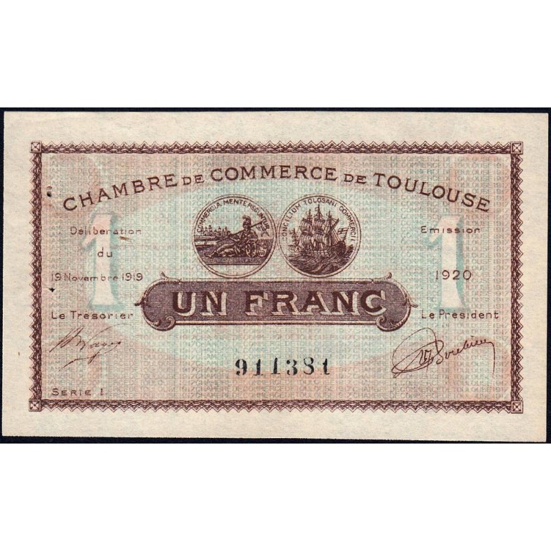 Toulouse - Pirot 122-36b - 1 franc - Série 1 - 19/11/1919 - Etat : SUP