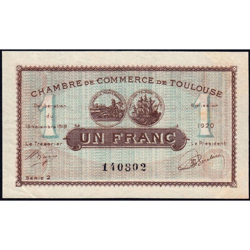 Toulouse - Pirot 122-38 - 1 franc - Série 2 - 19/11/1919 - Etat : SUP