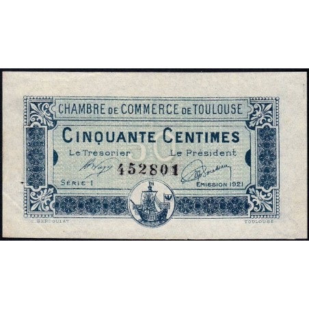 Toulouse - Pirot 122-39 - 50 centimes - Série 1 - 13/10/1920 - Etat : SUP+