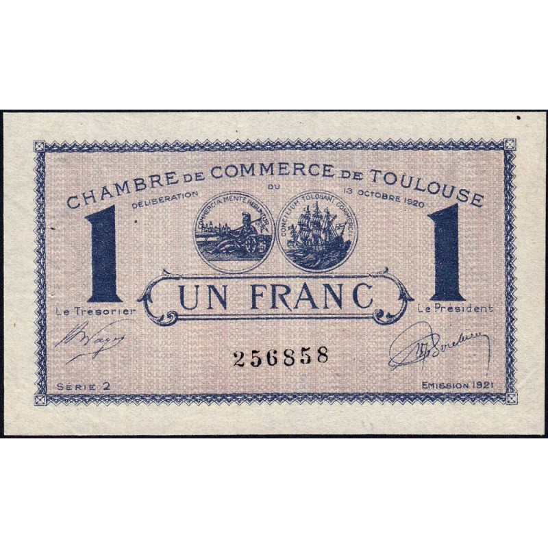 Toulouse - Pirot 122-43 variété - 1 franc - Série 2 - 13/10/1920 - Etat : SUP