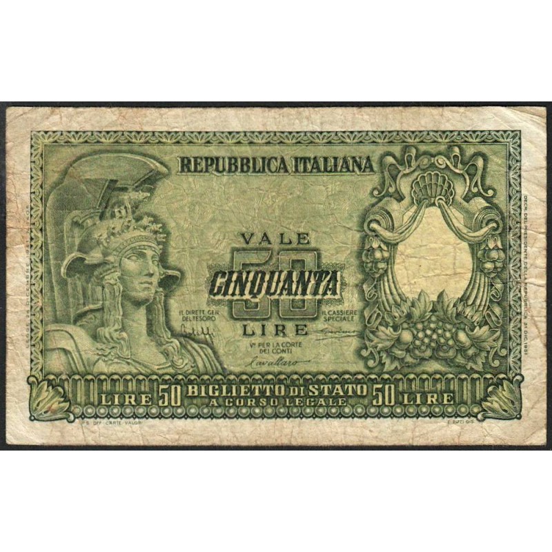 Italie - Pick 91a - 50 lire - 31/12/1951 - Etat : TB-