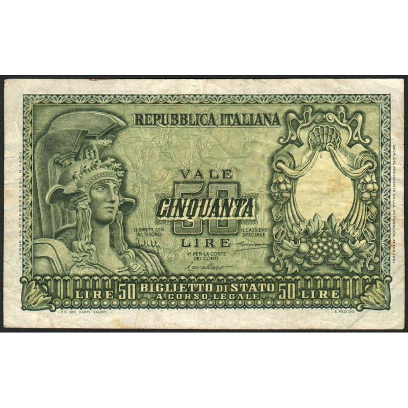 Italie - Pick 91a - 50 lire - 31/12/1951 - Etat : TB+