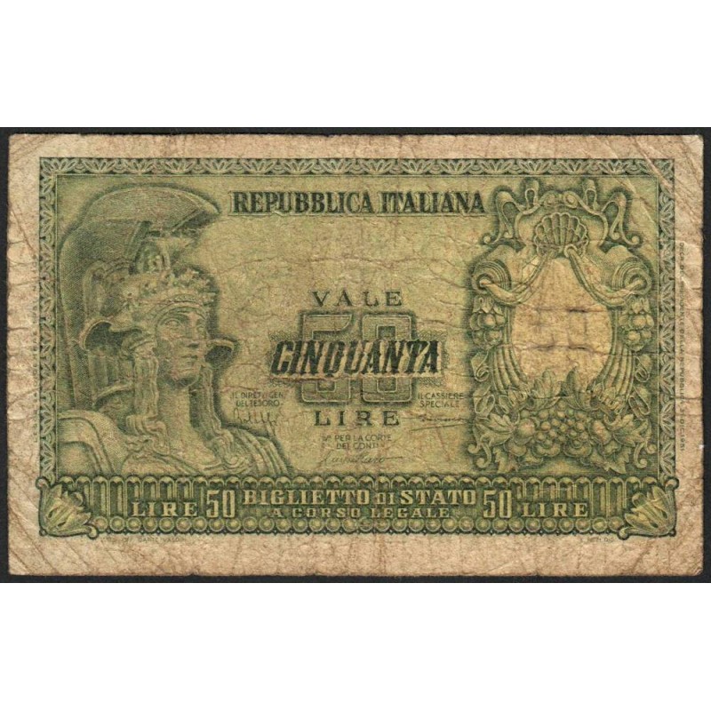 Italie - Pick 91a - 50 lire - 31/12/1951 - Etat : B