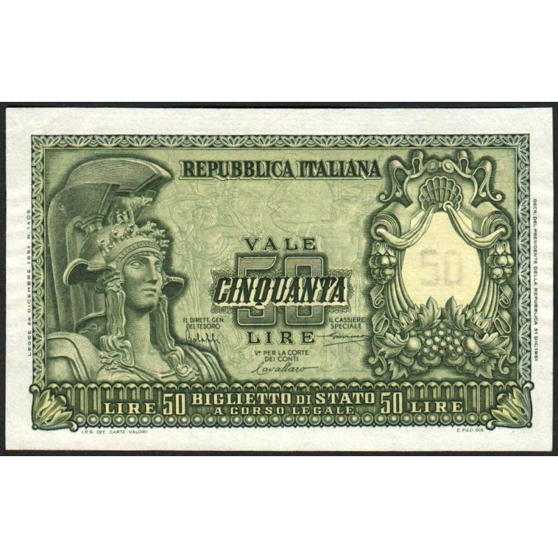 Italie - Pick 91a - 50 lire - 31/12/1951 - Etat : NEUF