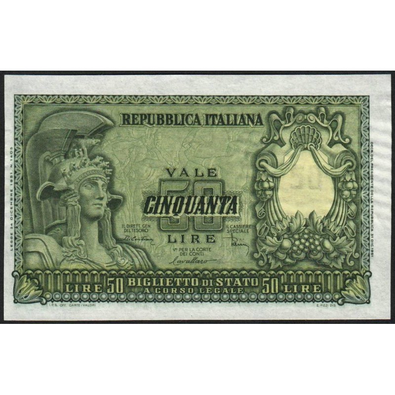 Italie - Pick 91b - 50 lire - 31/12/1951 (1955) - Etat : SPL+