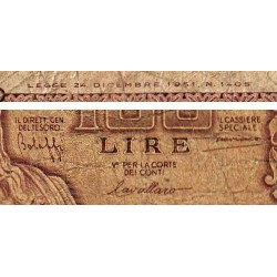 Italie - Pick 92a - 100 lire - 31/12/1951 - Etat : B