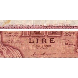 Italie - Pick 92b - 100 lire - 31/12/1951 (1955) - Etat : TB+