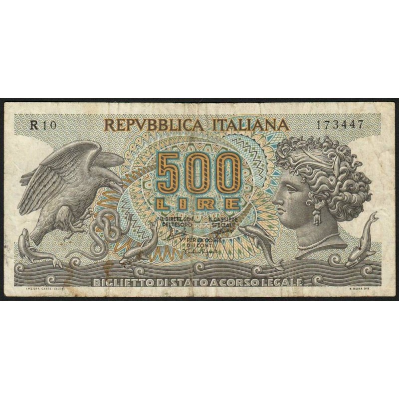 Italie - Pick 93a_1 - 500 lire - 20/06/1966 - Etat : TB