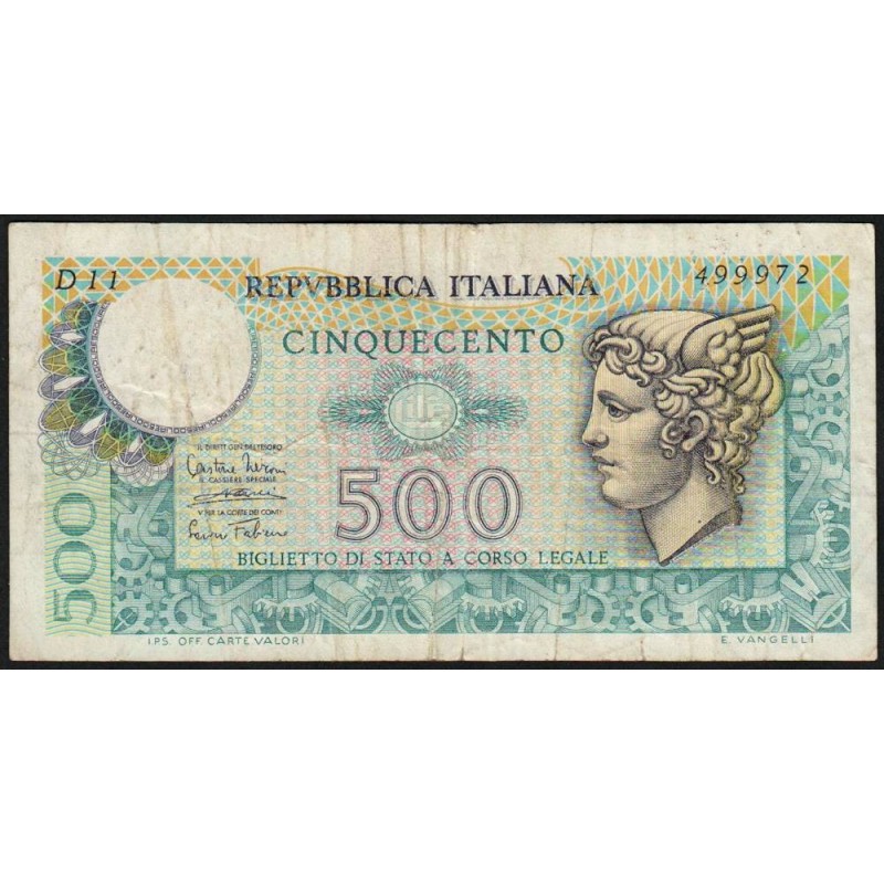 Italie - Pick 94_1 - 500 lire - 14/02/1974 - Etat : TB