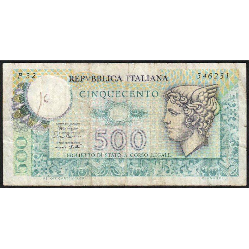 Italie - Pick 94_2 - 500 lire - 02/04/1979 - Etat : TB-