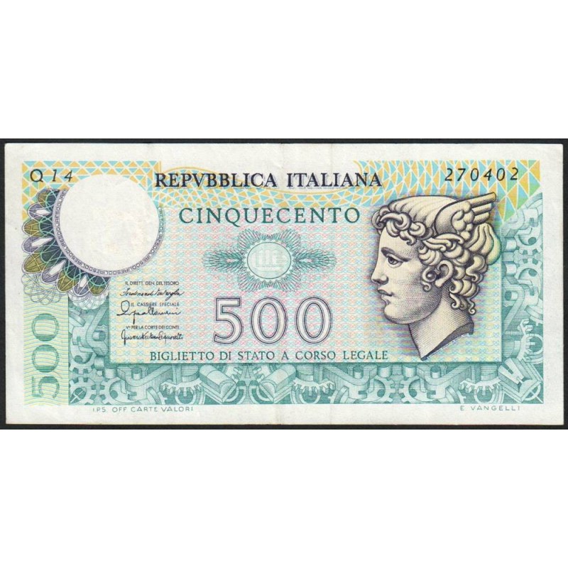 Italie - Pick 95 - 500 lire - 20/12/1976 - Etat : TTB+
