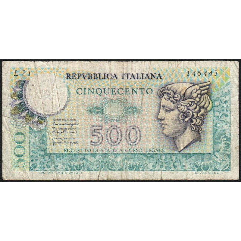 Italie - Pick 95 - 500 lire - 20/12/1976 - Etat : TB-