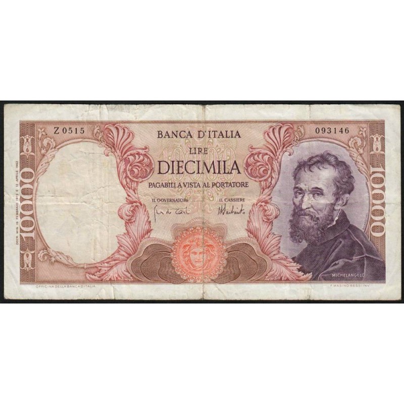 Italie - Pick 97f_1 - 10'000 lire - 15/02/1973 - Etat : TB