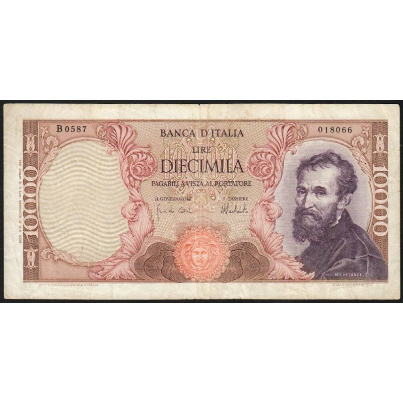 Italie - Pick 97f_2 - 10'000 lire - 27/11/1973 - Etat : TB+