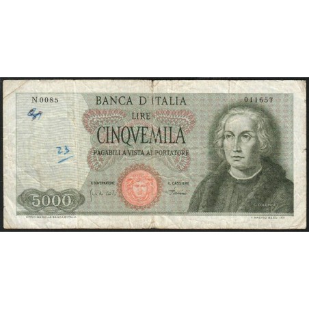 Italie - Pick 98b - 5'000 lire - 04/01/1968 - Etat : TB