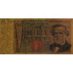 Italie - Pick 101a_1 - 1'000 lire - Lettre A - Série BA G - 25/03/1969 - Etat : TB+