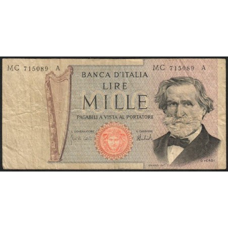 Italie - Pick 101d - 1'000 lire - Lettre C - Série MC A - 05/08/1975 - Etat : TB