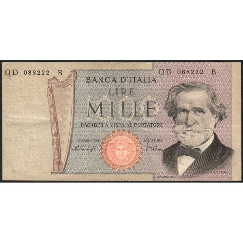 Italie - Pick 101f - 1'000 lire - Lettre D - Série QD B - 10/05/1979 - Etat : TTB