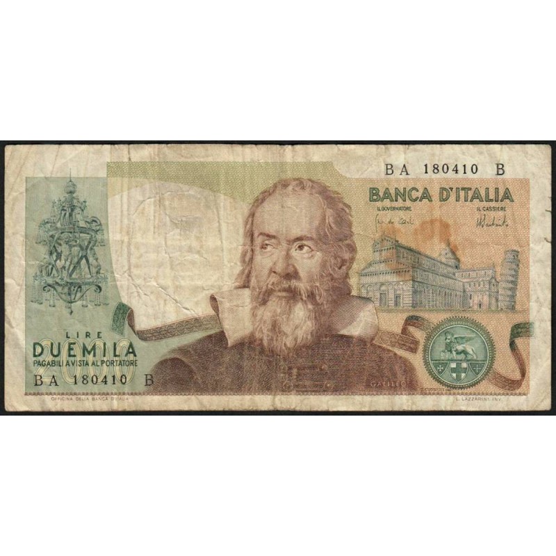 Italie - Pick 103a - 2'000 lire - 08/10/1973 - Etat : TB-