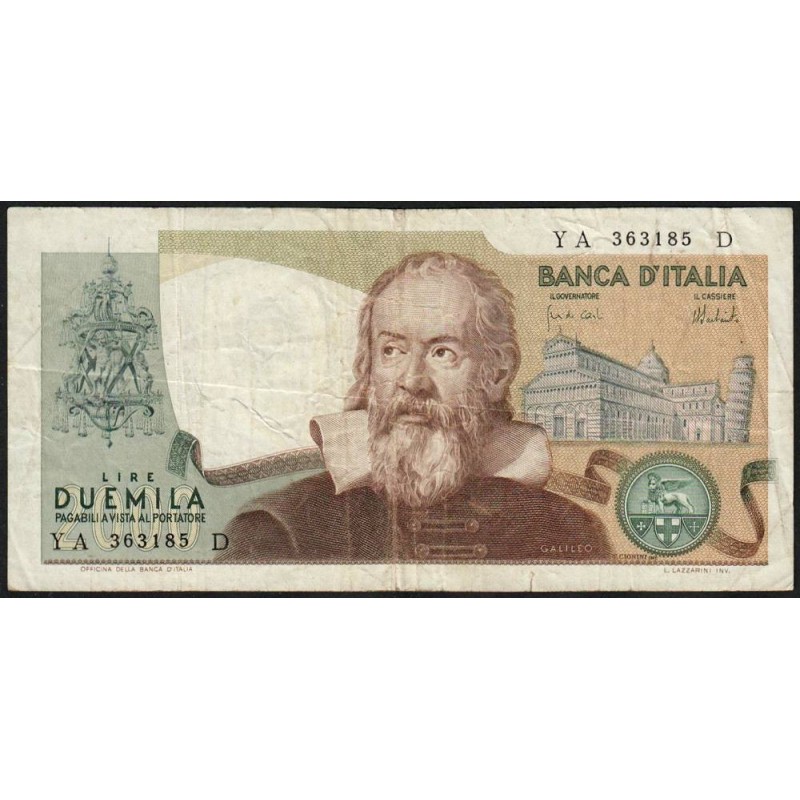 Italie - Pick 103a - 2'000 lire - 08/10/1973 - Etat : TB