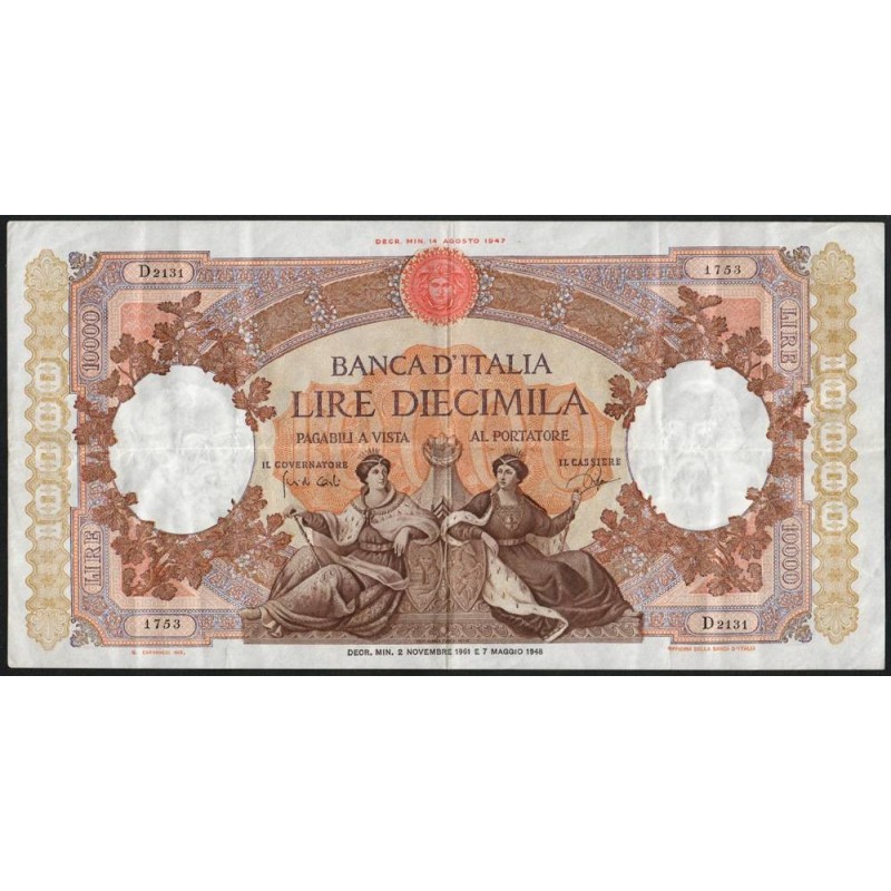 Italie - Pick 89d_2 - 10'000 lire - Série D 2131 - 02/11/1961 - Etat : TTB+