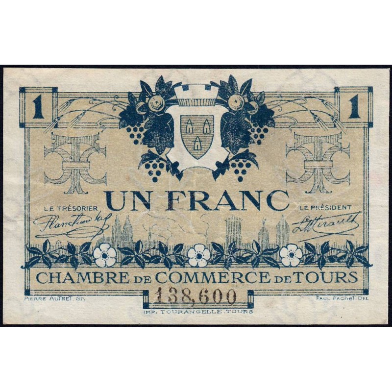 Tours - Pirot 123-4b - 1 franc - 08/05/1920 - Etat : TTB+