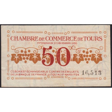 Tours - Pirot 123-6 - 50 centimes - 27/12/1920 - Etat : TTB