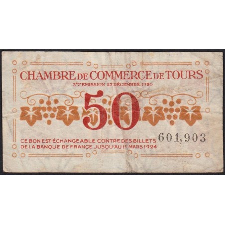 Tours - Pirot 123-6 - 50 centimes - 27/12/1920 - Etat : TB-