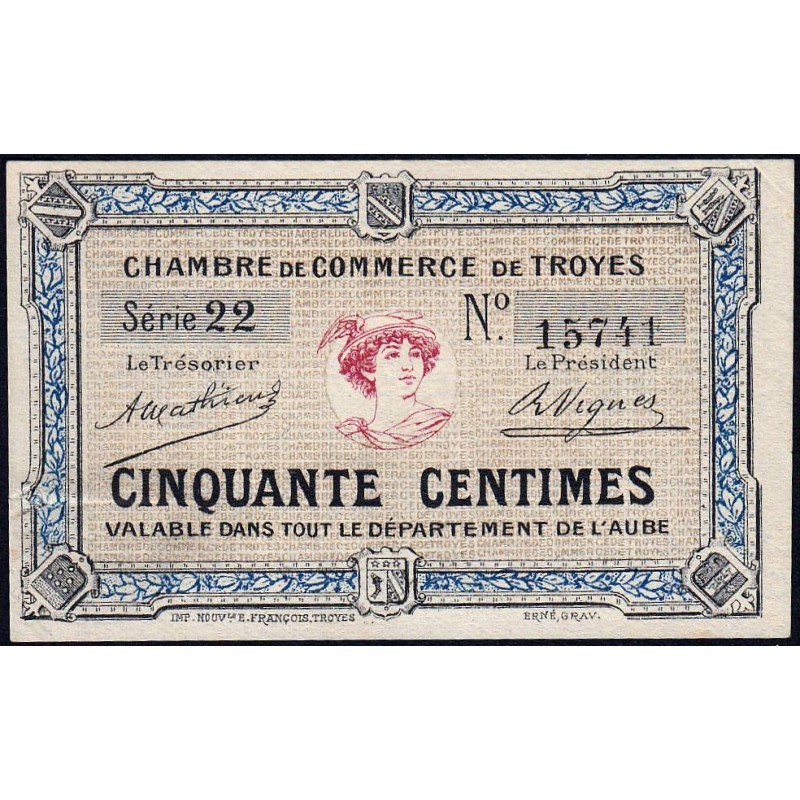 Troyes - Pirot 124-1 - 50 centimes - Série 22 - Sans date - Etat : SUP