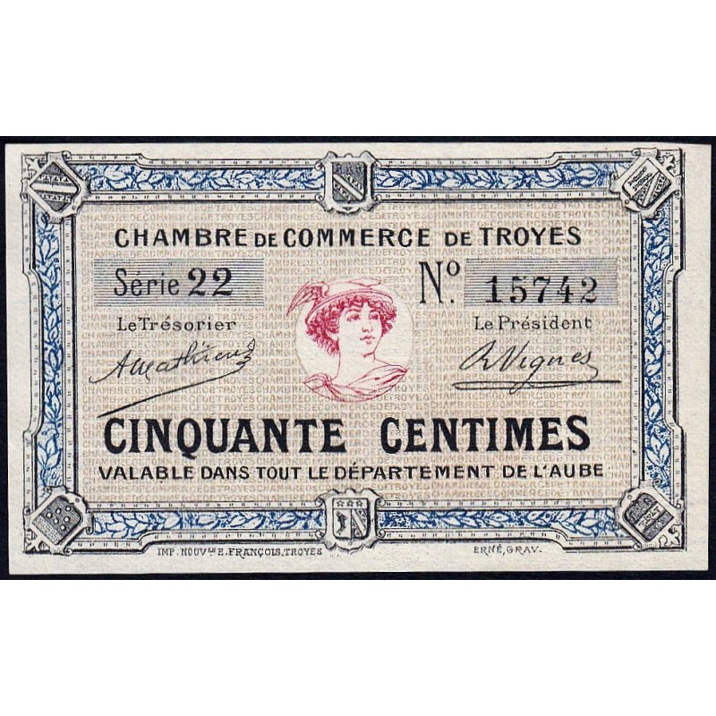 Troyes - Pirot 124-1 - 50 centimes - Série 22 - Sans date - Etat : NEUF