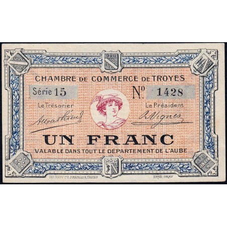 Troyes - Pirot 124-3 - 1 franc - Série 15 - Sans date - Etat : pr.NEUF
