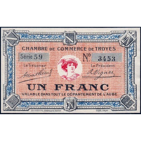 Troyes - Pirot 124-6 - 1 franc - Série 59 - Sans date - Etat : pr.NEUF